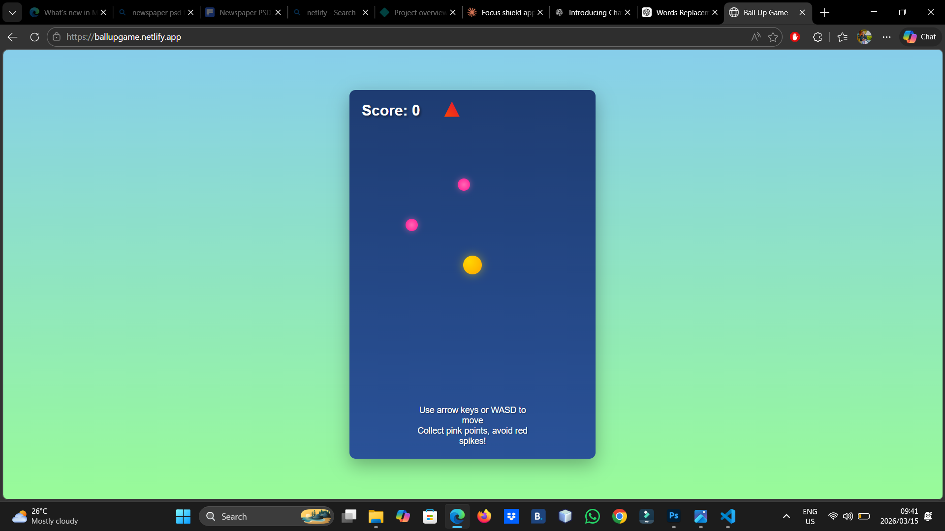 Ball Up Web Game screenshot